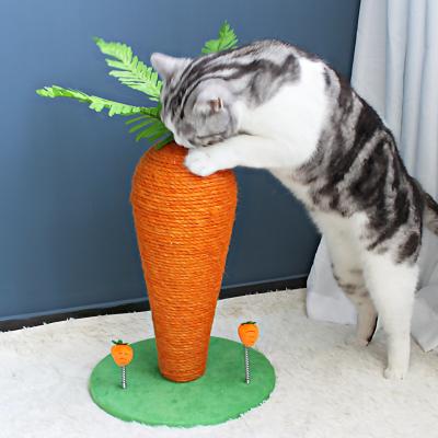 China Cat Interactive 25*29 Cardboard Kittens Sisal Scratch Pole Cute Carrot Shaped Cat Toy Scratcher for sale