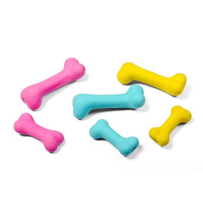 China New Design Bone Shape Viable Teeth Cleaning Durable Natural Latex Dog Pet Chew Toy for sale