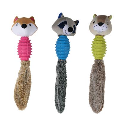 China Viable Wholesale Custom Animal Train Removable Pet Plush Toys TPR Dog Squeaky Chew Toys for sale