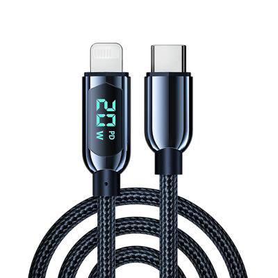 China PD 20w Multi Quick Charging Power Display Charger Cable 1.2/2m Visible Visible USB C Function Data Transfer Type To Light Up Cable For iPhone for sale