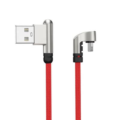 China Etc.electronic Cell Phone Product 90 Degree Gaming Phone Cable Right Angle Cable Light Nylon Braided Reversible Fast Charging Usb Cable For Iphone X/8 Plus/7 for sale