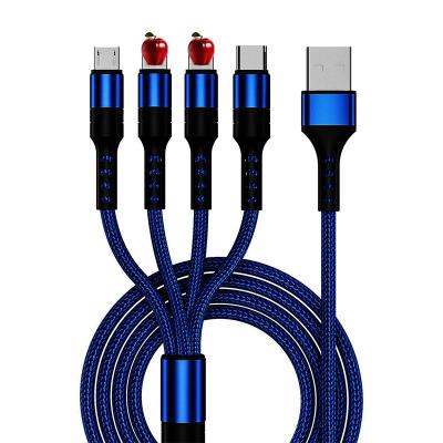 China Wholesale 3A Charging Cable, MP3/MP4 Player USB 4 in 1 Fast Charger Cable Connector, /Type C/Micro USB Port Adapter for iPhone11 12 13 for sale