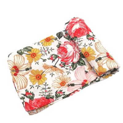 China Cooling Floral Newborn Receiving Wrap Baby Blanket 70% Bamboo Wildflower Soft Wrap Blankets for sale