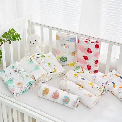 China 100% Organic Cotton New Cooling Baby Print Muslin Wrap Blanket for sale