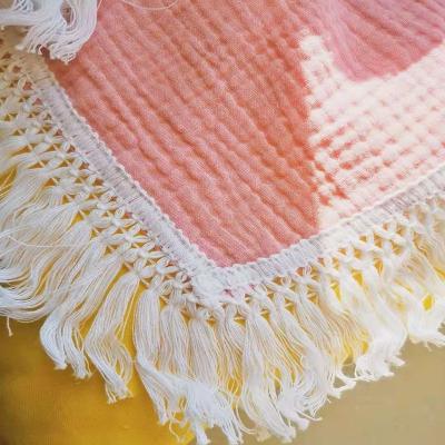 China Fringe Tassels Cooling Blanket Wrap Organic Blanket Cotton Baby Blanket Wholesale for sale