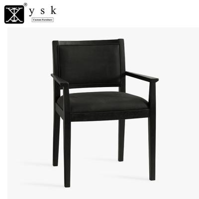 China Customize DC-1542 Hospitality Supplies Wooden Restaurant Furniture Aldric Leather Dining Armchair for sale