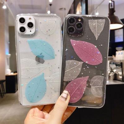 China Beautiful Soft Transparent Shockproof TPU Flower Phone Back Cover Shockproof Dry Pressed Dry Case For iPhone13 pro for sale