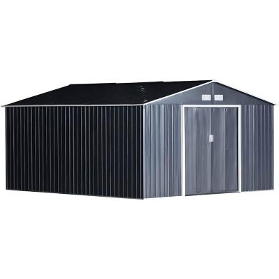 China Large viable black outdoor storage shed with two doors and locks for sale