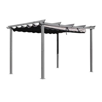 China 10' Viable x 10' Outdoor Retractable Garden Gazebo Aluminum Pergola Patio View Grape Trellis for sale