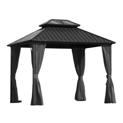 China Sustainable Large Garden Hardtop Gazebo 12FT*18FT For Garden Patio Lawns Parties Double Roof Gazebo Shade Pergola for sale