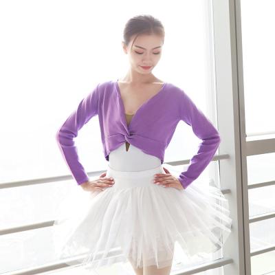 China Adult Anti-Wrinkle Long Sleeve Front Warm Ups Ballet Dance Cross Practice Sweaters for sale