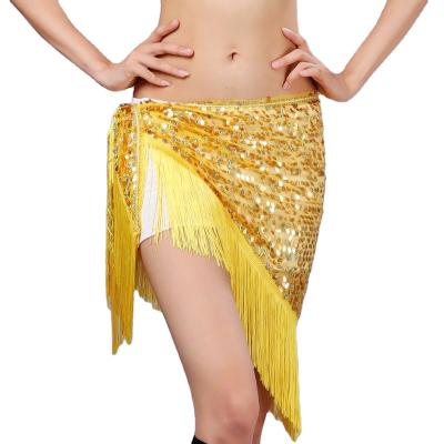 China Hot Selling Hip Scarf Belly Dance Waist Scarf Sequin Tassel Triangle Hip Scarf Skirt Dancewear Belly Dance Belt Accessories for sale