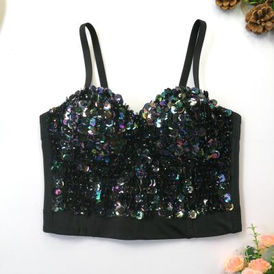 China 2022 New QUICK DRY Women's Underwear Women's Camisole Colorful Sequin Bustier Bra Cropped Tops for sale