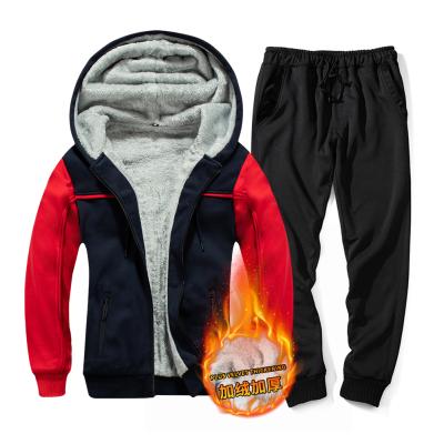 China Wholesale JACKETOWN Breathable Breathable Sweatshirts Shear Zipper Mens Winter Hooded Jackets Pants Two Piece Set for sale