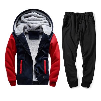 China Wholesale Breathable JACKETOWN Breathable Zipper Striped Warm Fleece Winter Jacket Two Piece Stacked Pants Set Tracksuits for sale