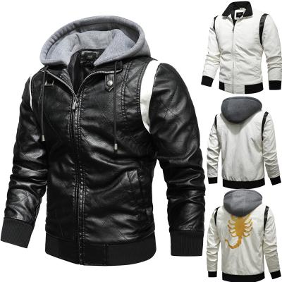 China Scorpid Viable Hooded Boys Embroidery Mens Jacket Winter JACKETOWN Pu Leather Jacket Plus Size Mens Jackets for sale