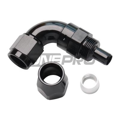 China Lightweight Reusable 90 Degree High Performance Elbow Forged Full Flow PTFE Hose End A Fitting Connector for sale