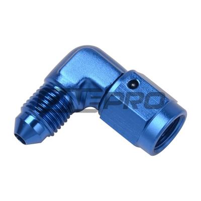 China Lightweight Racing 90 Degree Aluminum Alloy Reusable Female Swivel To Male A Fuel Mount Adapter for sale