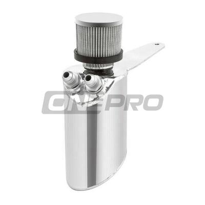 China Aluminum Alloy Race Car Universal Polished Aluminum 1.5L Oil Hook Can Breather Reservoir With -6AN -8AN Twin Port for sale