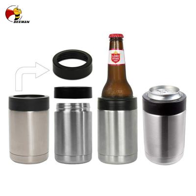 China Beeman Logo 12oz Bottle Stainless Steel Sustainable Custom Beer Slim 2 In 1 Sublimation Triple Insulated Skinny Box Cooler for sale