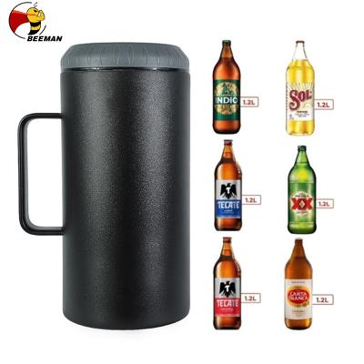 China Wholesale Beeman Sustainable Factory Tall Skinny Metal Beverage Box Double Wall Insulated Slim 40 Ounce Beer Bottle Cooler With Handle for sale