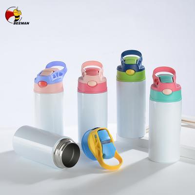 China PORTABLE White Beeman 12oz Sublimation Masks Flip Top Straight Stainless Steel Kids Tumbler Water Bottle for sale