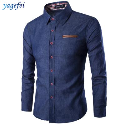 China Anti-pilling best price of wholesale fashion full sleeve washed casual stylish woven denim blouses men's interesting shirt for sale