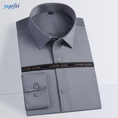 China Anti-pilling made in china best quality solid color bamboo fiber cotton full sleeve office business men shirt for sale