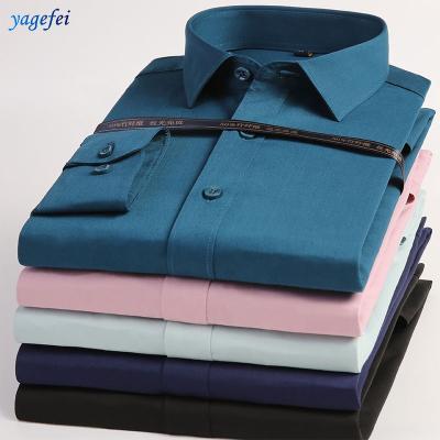 China Luxury high quality formal bamboo fiber men pure color dress shirt business factory customized anti-pilling for sale