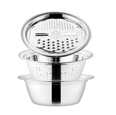 China Quality Stainless Steel Grater Basin Sieve Kitchen Serving Multifunctional Interesting Viable Hot Selling Bowl For Storage Supplies for sale