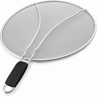 China 25/29cm/33cm Sustainable Stainless Steel Splatter Screen Mesh Pot Lid Cover Silver Oil Frying Pan Lid Cooking Tools Kitchen Accessories for sale