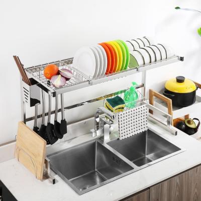 China Sustainable Stainless Steel Over Sink Kitchen Space Saving Organizer Dish Drying Rack for sale