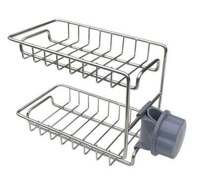 China Viable Hot Sale Stainless Steel Metal Kitchen Accessories Storage Racks Basket Storage Organizer Over Sink Dish Drying Rack for sale