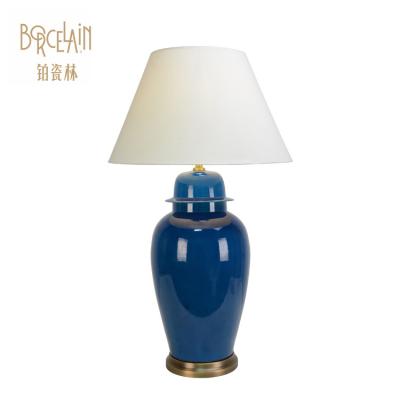 China Chinese Wholesale Ceramic Desk Antique Oriental Ceramic Blue Table Lamp EUROPEAN for sale