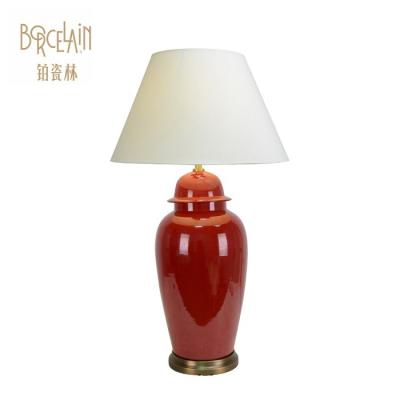 China European Red Color Hand Painted Modern Concrete Lamp Porcelain Gift Retro Christmas Table Lamps For Trade for sale