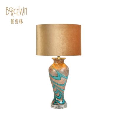 China EUROPEAN Modern Gold Color Desk Lamp Bedroom Decorative Colorful Glass Table Lamp for sale