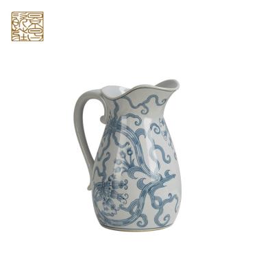 China Traditional decorated ceramic porcelain milk jug for sale