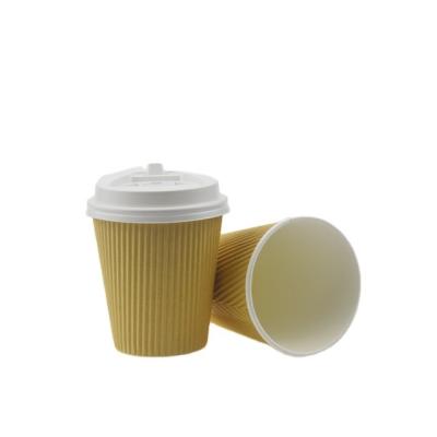 China Unique Hot Sale Eco Friendly Ripple Design Beverage Design Drinking Paper Folding Cup for sale