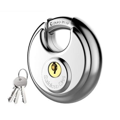 China Waterproof Factory OEM candado Disc Locks Heavy Solid SS Disc Padlock Heavy Duty High Safety Anti-theft Stainless Steel Round Padlock for sale