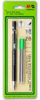 China Coating Barrel Refillable Mechanical Pencil 2mm Black Lead SGS Certification for sale