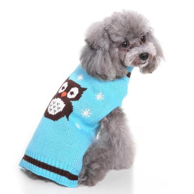 China Sustainable Dog Knit Sweater Owl Sweater Blue For Winter Warm Clothes For Small Dog Pet Cat Clothes for sale