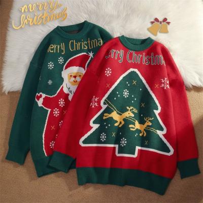 China Anti-wrinkle Cotton Cashmere Autumn Winter Christmas Deer Sweater Couples Sweater New Year Coat 2021 for sale