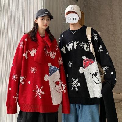 China 2021 New Christmas sweater cartoon design sweater QUICK DRY female winter autumn thickened round neck based loose sweater for sale