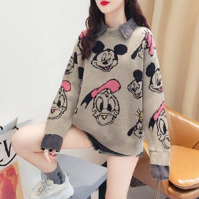 China New Fashion Long Sleeve Sweater Wholesale Women's Anti-Wrinkle Lapel Sweater Women's Wool Sweater Tops Casual Women's Sweater Tops for sale