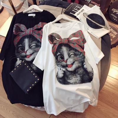 China 2020 Summer 2020 Summer Short Sleeve Crewneck Loose T-shirt Women's Casual Soft Cartoon Printed Alien Style T-shirt for sale