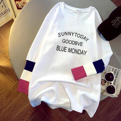 China Anti-wrinkle 2021 spring and autumn new women's blouse cartoon printing sleeves T-shirt white long-sleeved ladies pungent casual sweater for sale