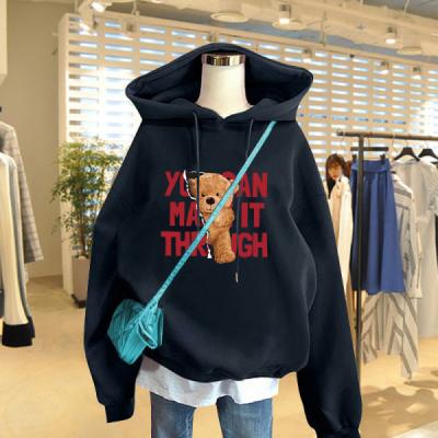 China 380g Length Silver Fox Velvet Sports Hoodie Main Viable Medium 2021 Autumn New Winter Fire Super Cartoon English Print Sweater for sale