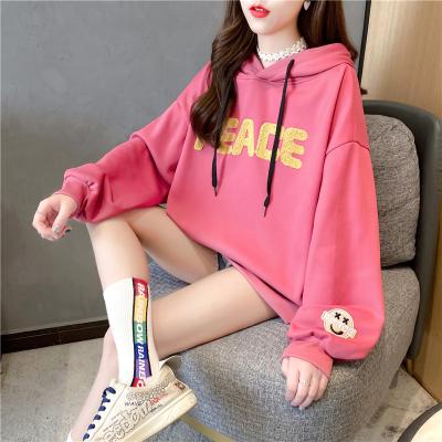 China wholesale 2021 autumn and winter new women's cartoon embroidery ladies sports Anti-wrinkle hoodie plus velvet padded women's hoodie jacket for sale