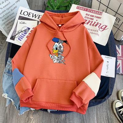 China Anti-wrinkle plus velvet padded color matching women's hoodie sweatshirt Korean loose sweater women's hoodie students all-match for sale