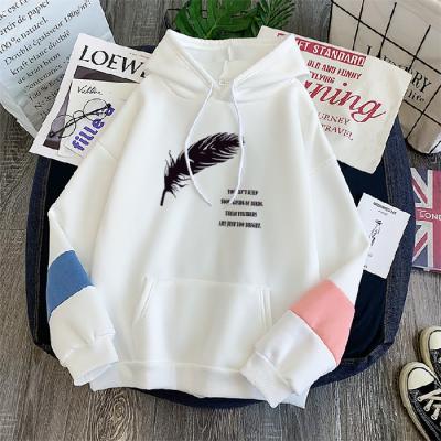 China Anti-wrinkle plus velvet padded color matching women's hoodie sweatshirt Korean loose sweater women's hoodie students all-match for sale